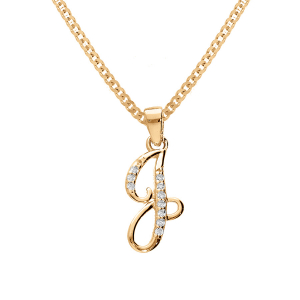 COLLIER VERMEIL PENDENTIF INITIALE  J  OXYDES BLANCS SERTIS 42+3CM