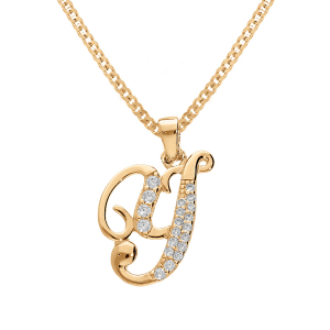COLLIER VERMEIL PENDENTIF INITIALE  Y  OXYDES BLANCS SERTIS 42+3CM