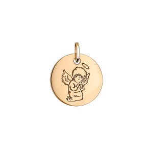 PENDENTIF VERMEIL MEDAILLE RONDE GRAVURE ANGE