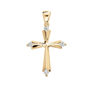 PENDENTIF CROIX 3 OXYDES BLANCS SERTIS VERMEIL dim 20 mm x 15 mm