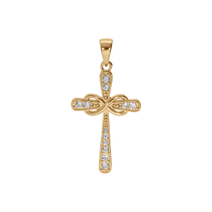 PENDENTIF VERMEIL CROIX OXYDES  AVEC INFINI 24X17MM