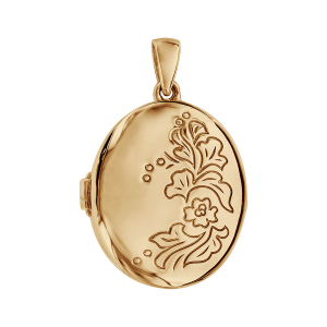 PENDENTIF VERMEIL CASSOLETTE OVALE MOTIF FLEUR  (1 OU 2 PHOTOS DROITE ET GAUCHE)
