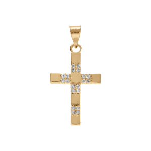 PENDENTIF VERMEIL 20X10MM  CROIX AVEC OXYDES
