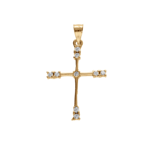 PENDENTIF VERMEIL CROIX 20X15MM  AVEC OXYDES BLANCS SERTIS