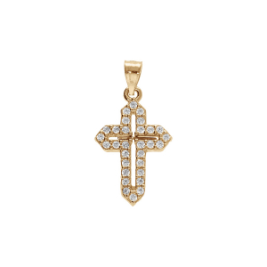 PENDENTIF VERMEIL CROIX 15X10MM OXYDES BLANCS SERTIS