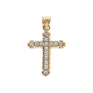 PENDENTIF VERMEIL CROIX 17X12MM OXYDES BLANCS SERTIS