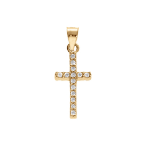 PENDENTIF VERMEIL CROIX OXYDES BLANCS 17X0,7MM