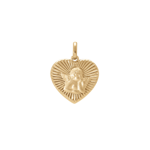 PENDENTIF VERMEIL COEUR DIAMANTÉ AVEC ANGE  DIM 15 X 16