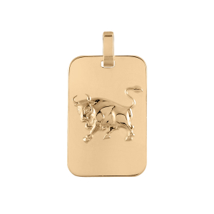 PENDENTIF ZODIAQUE PLAQUE GI TAUREAU VERMEIL BRILLANT