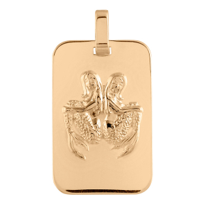 PENDENTIF ZODIAQUE PLAQUE GI GEMEAU VERMEIL BRILLANT