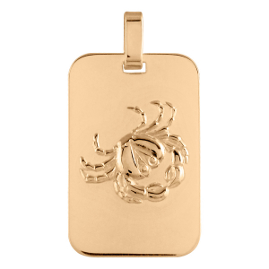 PENDENTIF ZODIAQUE PLAQUE GI CANCER VERMEIL BRILLANT