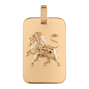 PENDENTIF ZODIAQUE PLAQUE GI LION VERMEIL BRILLANT