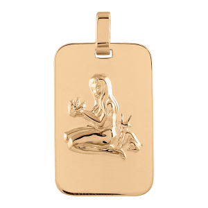 PENDENTIF ZODIAQUE PLAQUE GI VIERGE VERMEIL BRILLANT