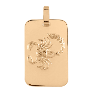 PENDENTIF ZODIAQUE PLAQUE GI SCORPION VERMEIL BRILLANT