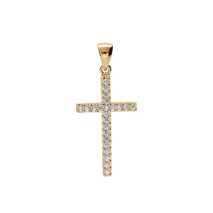 PENDENTIF VERMEIL CROIX AVEC OXYDES BLANCS 25 X 14MM