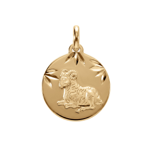 PENDENTIF VERMEIL MEDAILLE 15MM DIAMANTÉ ZODIAQUE BELIER