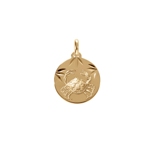 PENDENTIF VERMEIL MEDAILLE 15MM DIAMANTÉ ZODIAQUE CANCER