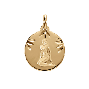 PENDENTIF VERMEIL RHDOIE MEDAILLE 15MM DIAMANTÉ ZODIAQUE VIERGE