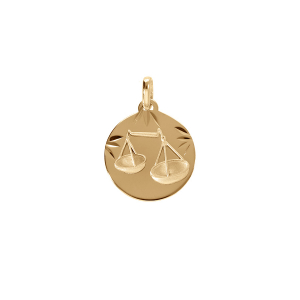 PENDENTIF VERMEIL RHDOIE MEDAILLE 15MM DIAMANTÉ ZODIAQUE BALANCE