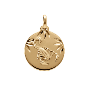 PENDENTIF VERMEIL RHDOIE MEDAILLE 15MM DIAMANTÉ ZODIAQUE SCORPION