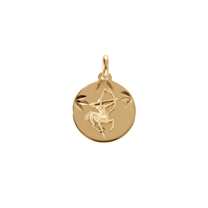 PENDENTIF VERMEIL RHDOIE MEDAILLE 15MM DIAMANTÉ ZODIAQUE SAGITTAIRE