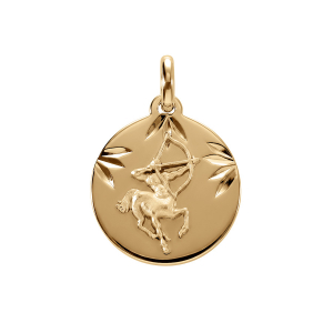 PENDENTIF VERMEIL RHDOIE MEDAILLE 15MM DIAMANTÉ ZODIAQUE SAGITTAIRE
