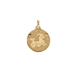 PENDENTIF VERMEIL RHDOIE MEDAILLE 15MM DIAMANTÉ ZODIAQUE CAPRICORNE