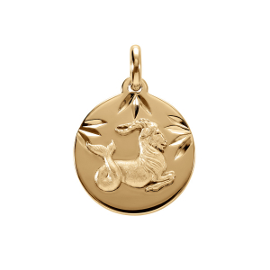 PENDENTIF VERMEIL RHDOIE MEDAILLE 15MM DIAMANTÉ ZODIAQUE CAPRICORNE