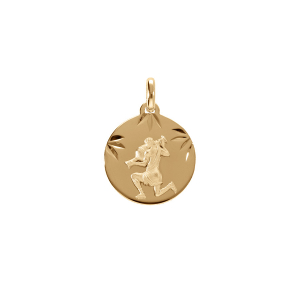 PENDENTIF VERMEIL RHDOIE MEDAILLE 15MM DIAMANTÉ ZODIAQUE VERSEAU