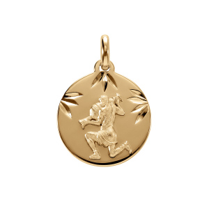 PENDENTIF VERMEIL RHDOIE MEDAILLE 15MM DIAMANTÉ ZODIAQUE VERSEAU