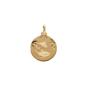 PENDENTIF VERMEIL RHDOIE MEDAILLE 15MM DIAMANTÉ ZODIAQUE POISSONS