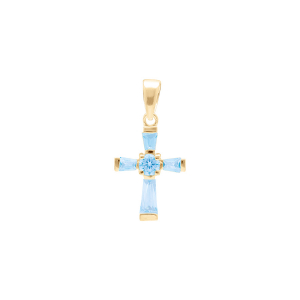 PENDENTIF VERMEIL CROIX 19MM X 13MM OXYDES BLEU CIEL