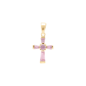 PENDENTIF VERMEIL CROIX 19MM X 13MM OXYDES ROSE