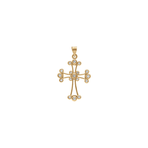 PENDENTIF VERMEIL CROIX CHALDEENNE 23MM X 16MM  OXYDES BLANCS