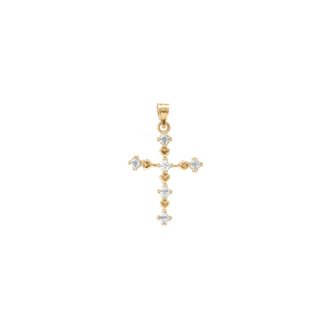 PENDENTIF VERMEIL CROIX AVEC COEURS 22MM X 15MM  OXYDES BLANCS