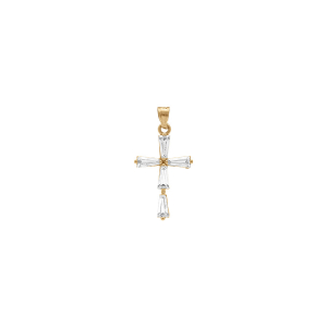 PENDENTIF VERMEIL CROIX 20MM X 12MM  OXYDES BLANCS BAGUETTE