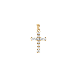 PENDENTIF VERMEIL CROIX 20MM X 13MM  OXYDES BLANCS SERTIS