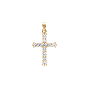 PENDENTIF VERMEIL CROIX 20MM X 13MM  OXYDES BLANCS SERTIS