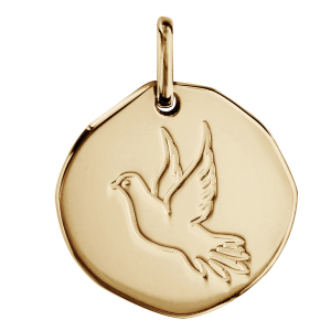 PENDENTIF VERMEIL GALET 18MM AVEC COLOMBE