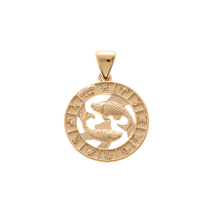 PENDENTIF VERMEIL MEDAILLE ZODIAQUE POISSONS