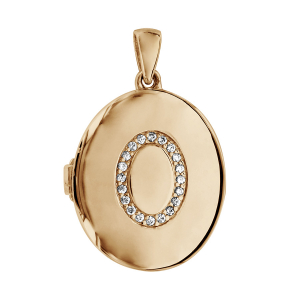 PENDENTIF CASSOLETTE VERMEIL OVALE 20MM AVEC OXYDES BLANCS SERTIS (1 OU 2 PHOTOS DROITE ET GAUCHE)