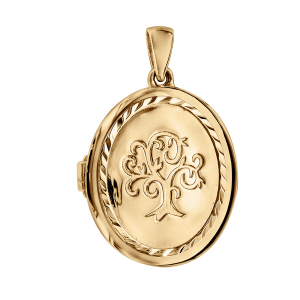 PENDENTIF CASSOLETTE OVALE AVEC ARBRE DE VIE 20MM VERMEIL (1 OU 2 PHOTOS DROITE ET GAUCHE)