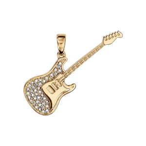 PENDENTIF VERMEIL et OXYDES SERTIS GUITARE  ROCK 35MM