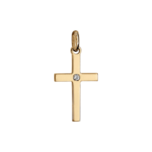 PENDENTIF PETITE CROIX VERMEIL 1 OXYDE BLANC SERTI