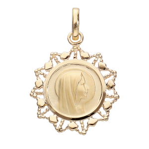 PENDENTIF VERMEIL MEDAILLE VIERGE AVEC CONTOUR DENTELE