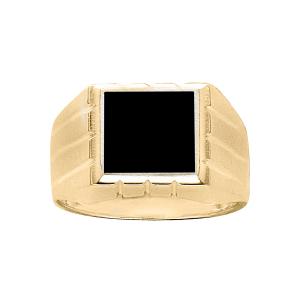 CHEV. CARRÉE GODRONS ONYX IMITATION VERMEIL