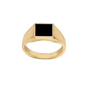 CHEVALIERE CARRÉE ONYX IMITATION VERMEIL