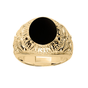 CHEV.  US MARINES ONYX IMITATION VERMEIL