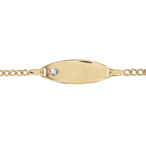 IDENTITE BB GOURMETTE OVALE AVEC CRISTAL 15/13CM PLAQUÉ OR