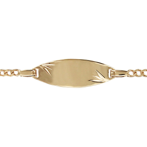 IDENTITE BB GOURMETTE OVALE 15/13CM DIMANTE ETOILE PLAQUÉ OR